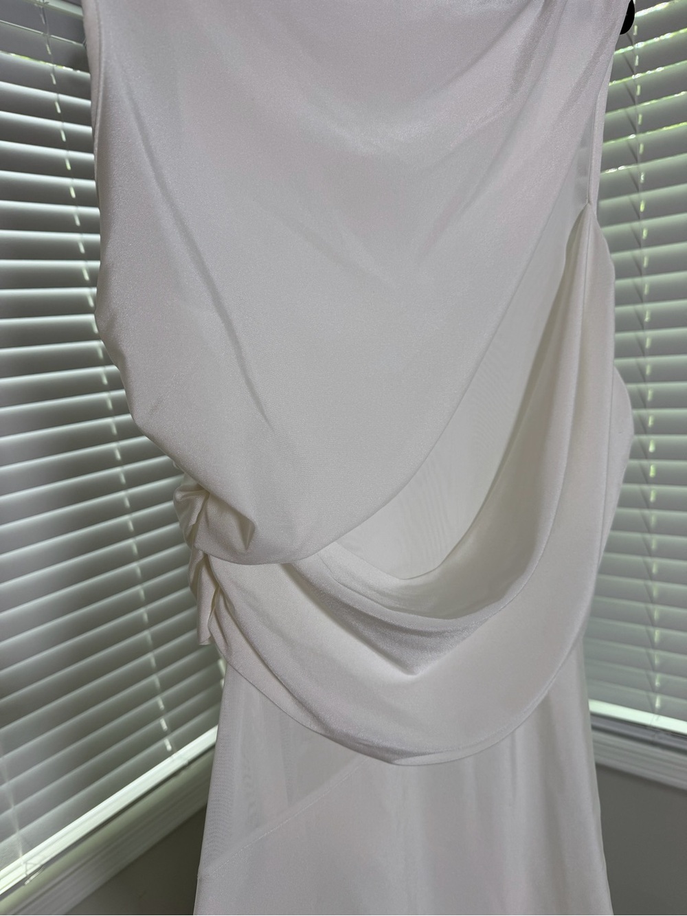 CUTE Love Highlight White Draped Sleeveless Dress - Picture 3 of 5